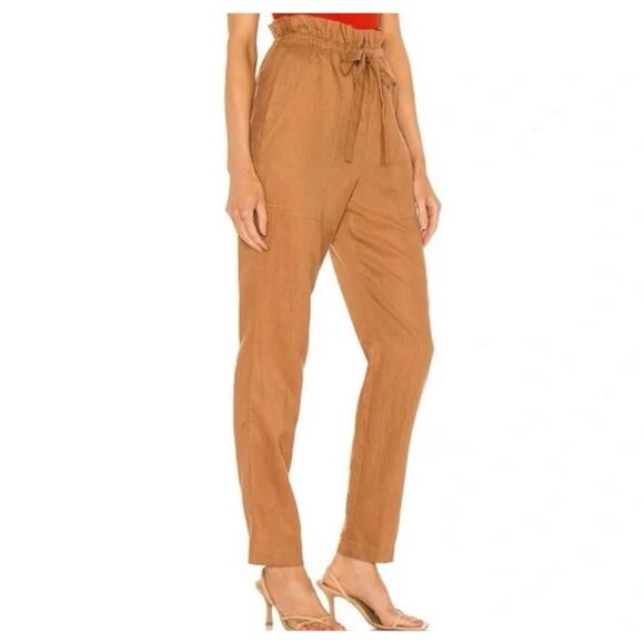 A.L.C Callum Linen Paper Bag Waist Pants Size 4 - Picture 3 of 8